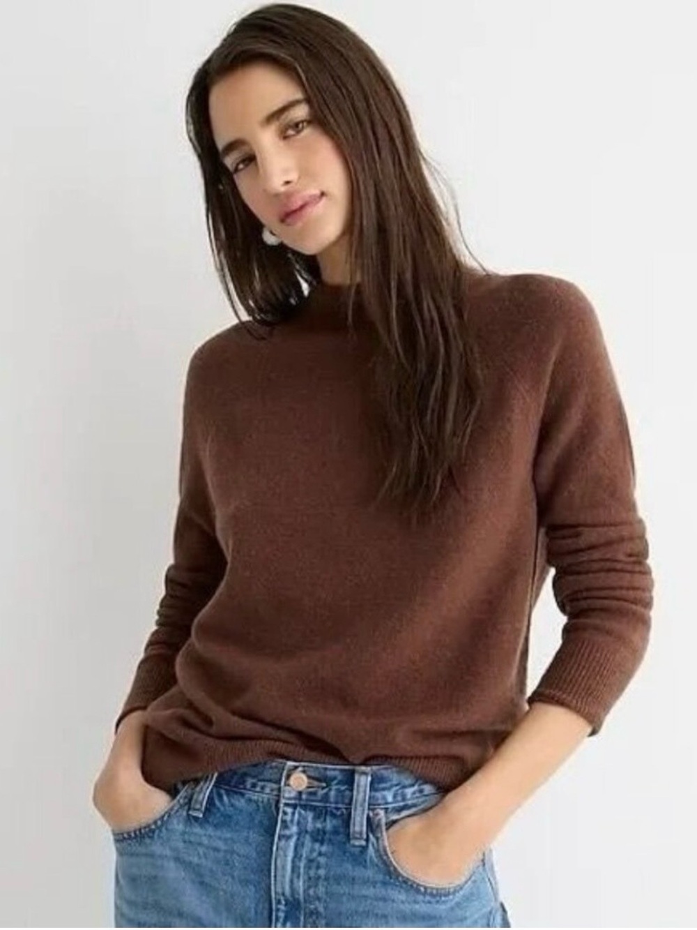 J Crew Rollneck Sweater Supersoft Yarn Chocolate Preppy‎ Classic Staple Capsule